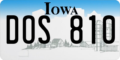 IA license plate DOS810