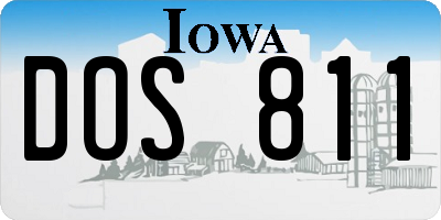 IA license plate DOS811