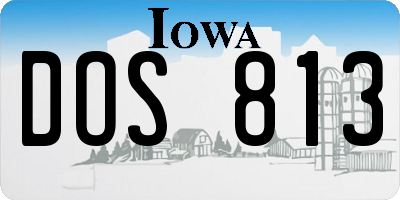 IA license plate DOS813