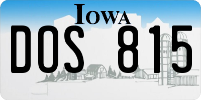 IA license plate DOS815