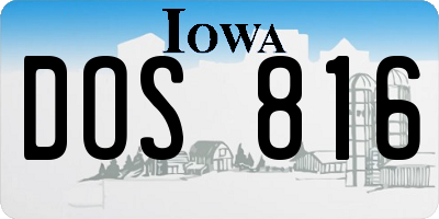 IA license plate DOS816