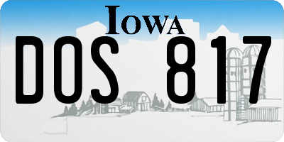 IA license plate DOS817