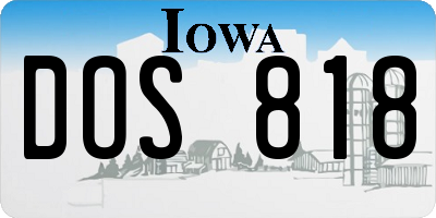 IA license plate DOS818