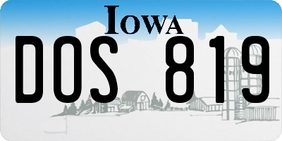 IA license plate DOS819