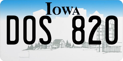 IA license plate DOS820