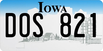 IA license plate DOS821