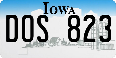 IA license plate DOS823
