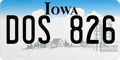 IA license plate DOS826