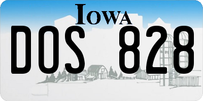 IA license plate DOS828