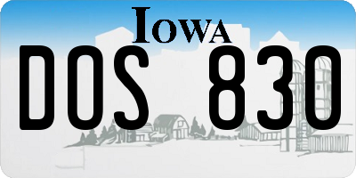 IA license plate DOS830