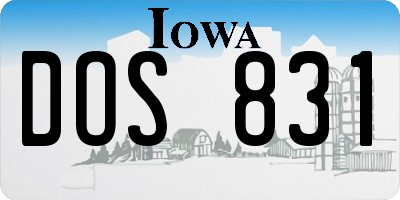 IA license plate DOS831