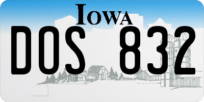 IA license plate DOS832