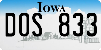 IA license plate DOS833