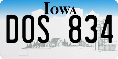 IA license plate DOS834