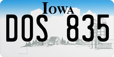 IA license plate DOS835