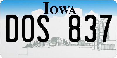 IA license plate DOS837