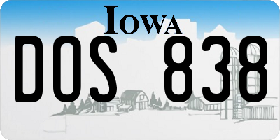 IA license plate DOS838