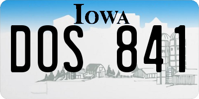 IA license plate DOS841