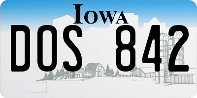 IA license plate DOS842