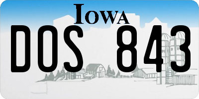 IA license plate DOS843