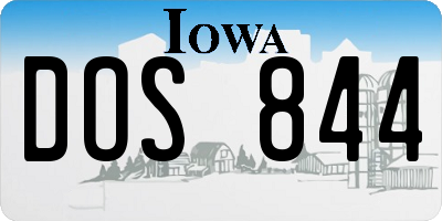 IA license plate DOS844