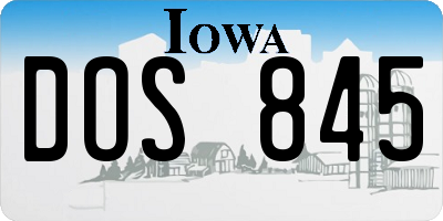 IA license plate DOS845