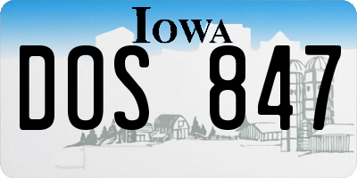 IA license plate DOS847