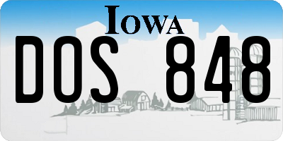 IA license plate DOS848