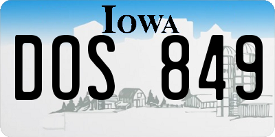 IA license plate DOS849