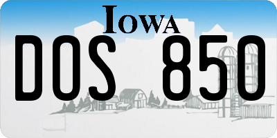 IA license plate DOS850