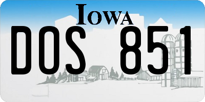 IA license plate DOS851