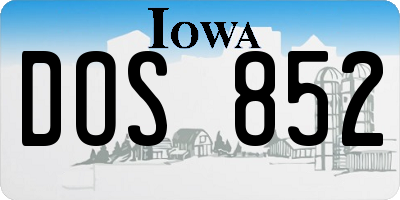 IA license plate DOS852