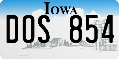 IA license plate DOS854