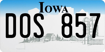 IA license plate DOS857