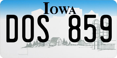 IA license plate DOS859