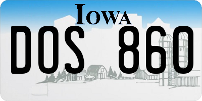 IA license plate DOS860