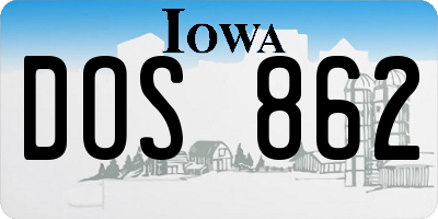 IA license plate DOS862