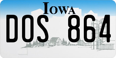 IA license plate DOS864