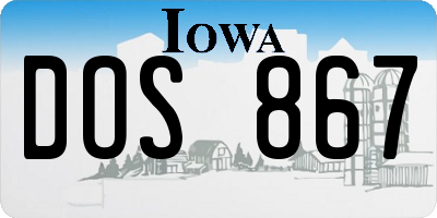 IA license plate DOS867