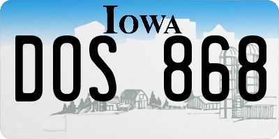 IA license plate DOS868