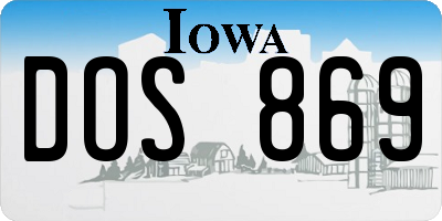IA license plate DOS869