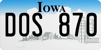 IA license plate DOS870
