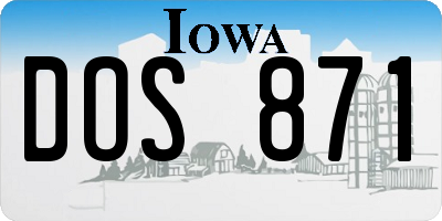 IA license plate DOS871