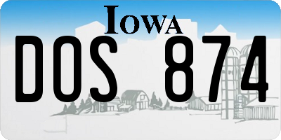 IA license plate DOS874