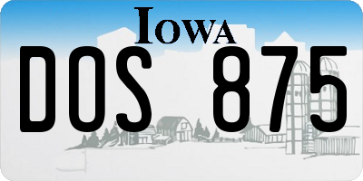 IA license plate DOS875