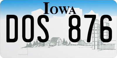 IA license plate DOS876