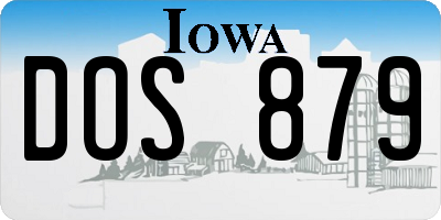 IA license plate DOS879