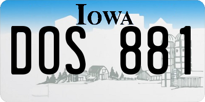 IA license plate DOS881