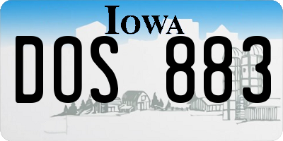 IA license plate DOS883