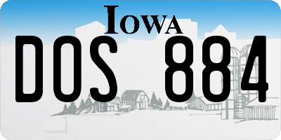 IA license plate DOS884
